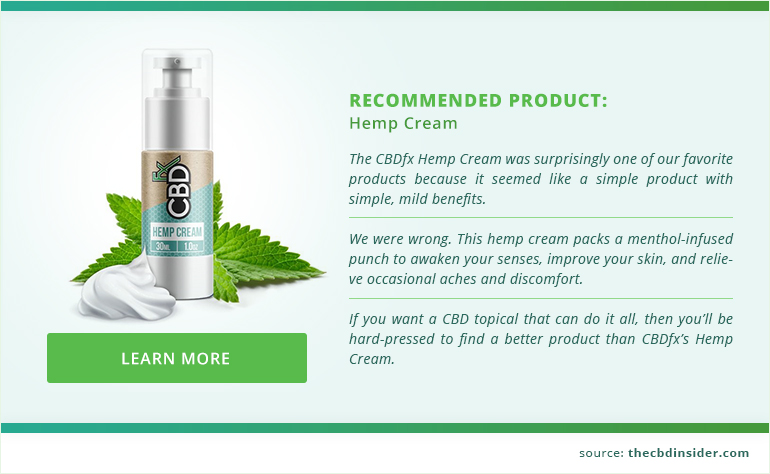 recommended product cbdfx hemp cream