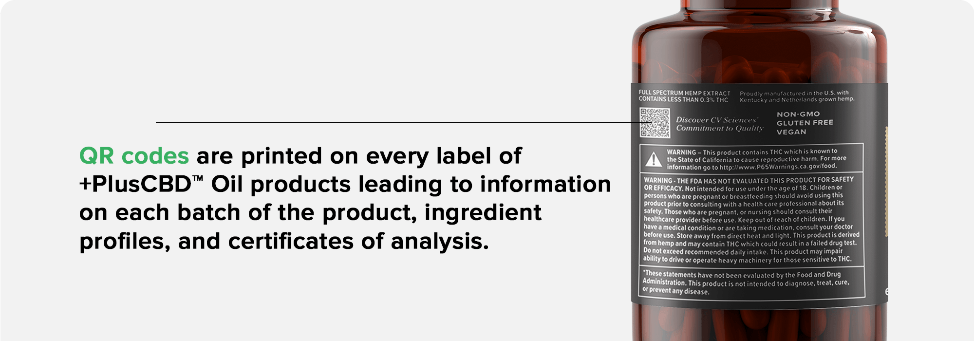 QR code on label of PlusCBD Reserve softgels
